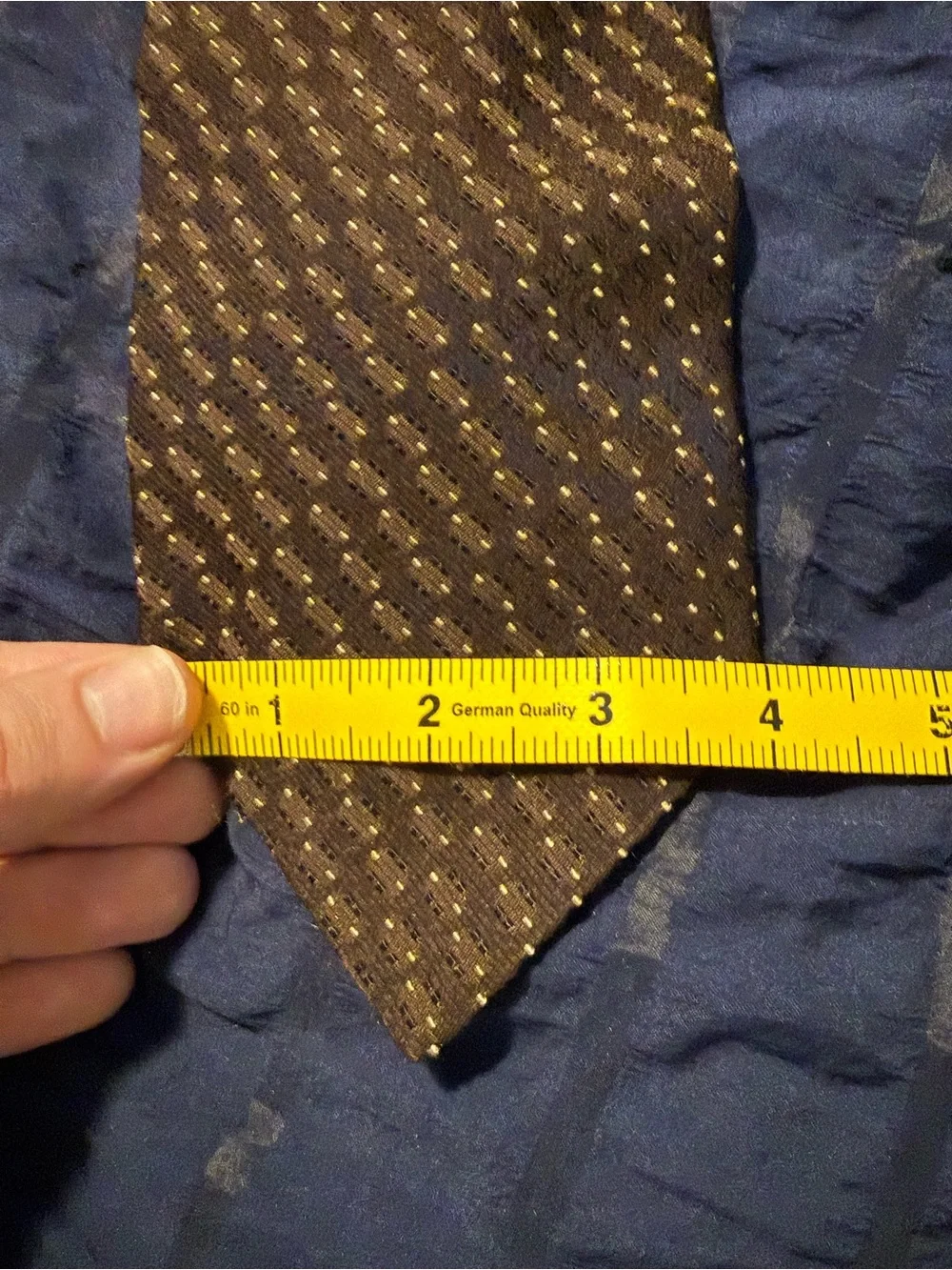 Giorgio Armani Brown Silk Tie with Gold Dot Motif